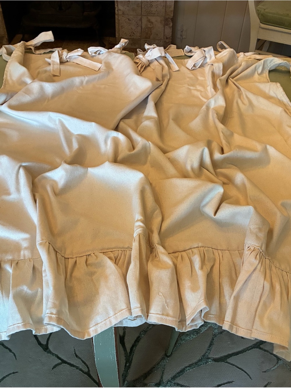 Handmade Cream Ruffled Curtain Panel